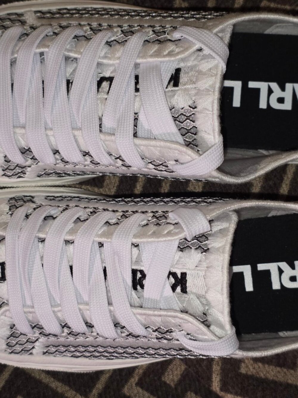 Karl Lagerfeld Paris White Black Sneakers 8.5